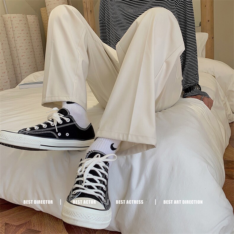 高级感炸街西裤男垂感潮流韩版宽松直筒坠感九分休闲百搭X09-P35，男装西裤，星座1008-1