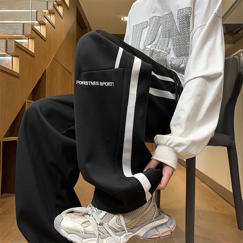 抖音主推休闲男条纹裤港风秋冬运动长裤X416b-1-KL907-特P38控68,女装休闲裤,星座416B-1