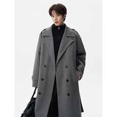 直播秋冬季加棉加厚中长款毛呢大衣男韩系风衣外套F696-P138，男装风衣，星座812