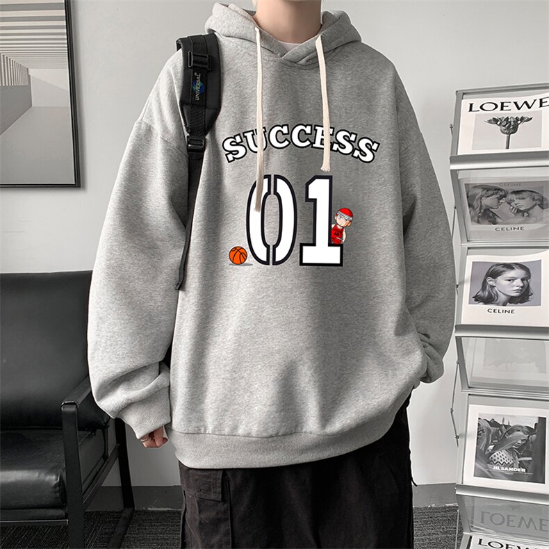WY2205-P35加绒款-P40纯棉连帽卫衣男大码运动帽衫宽松薄外套男,男装卫衣,电商A040