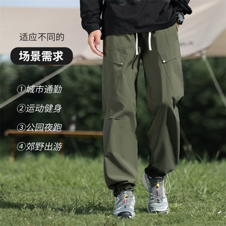 311B-1-K8602-P45控78 秋季潮流户外褶皱冲锋裤宽松工装休闲长裤图片