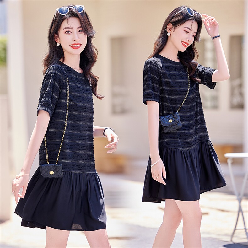 6.5设计感休闲时尚拼接连衣裙，女装连衣裙，梦芯尔