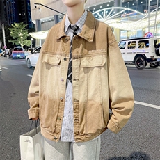 A859-P64美式复古水洗宽松休闲翻领夹克2024秋季牛仔外套男士，男装夹克，星座512-6