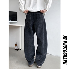 重磅全棉8坑灯芯绒水洗做旧长裤男士束脚哈伦裤2025秋装新款P68，男装休闲裤，电商C306-1