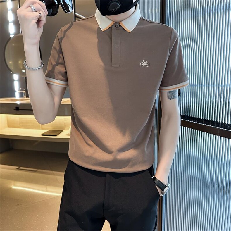 主推款短袖T恤翻领Polo衫单车刺绣轻奢高级感上衣D342-T0232-P55,男装T恤,电商D342