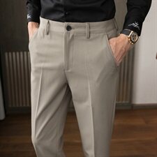 C1192021秋冬加厚长裤男式小西裤裤子英伦-平铺图，男装休闲裤，电商A211