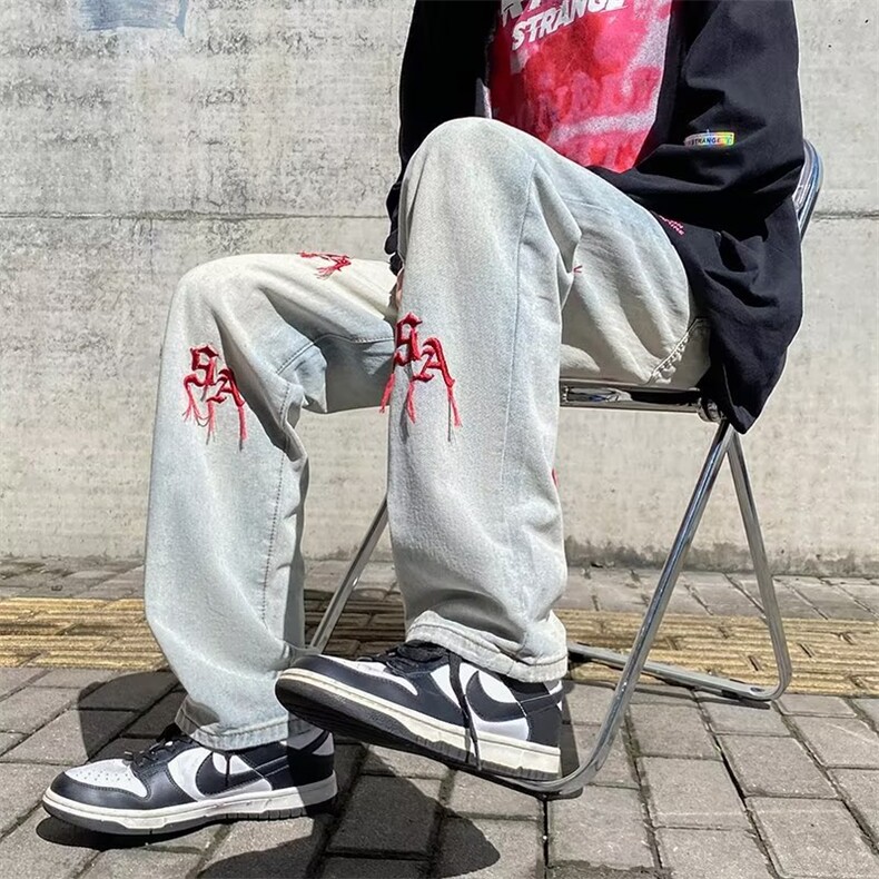 牛仔裤男秋季潮大码休闲裤子高街NK569P38,男装牛仔裤,星座1116-2
