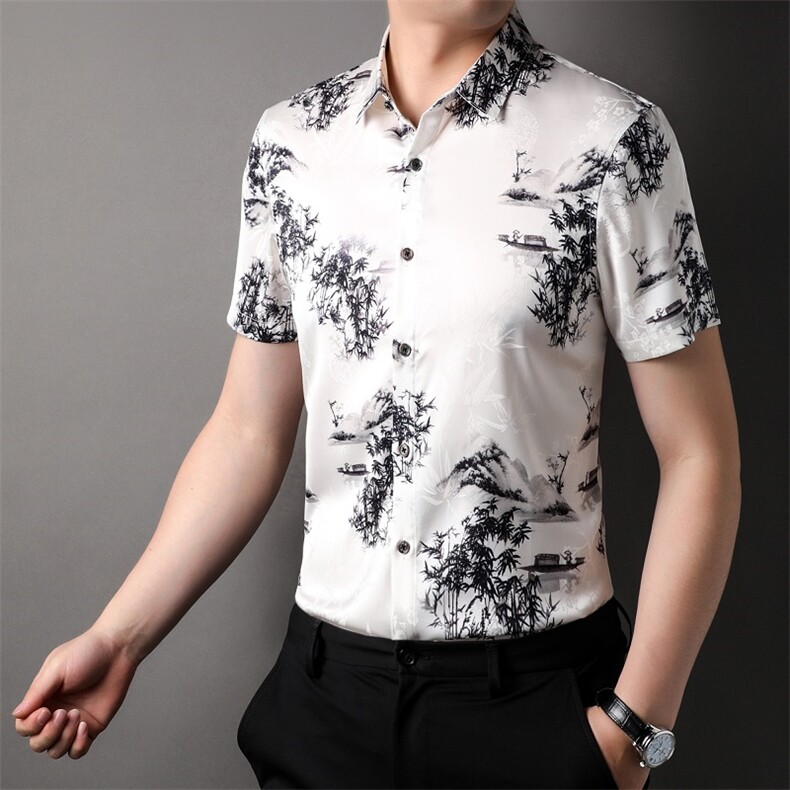 男士2023夏季新款短袖衬衫打底衫商务休闲男装ZL81166-P85,男装衬衫,星座1105-3