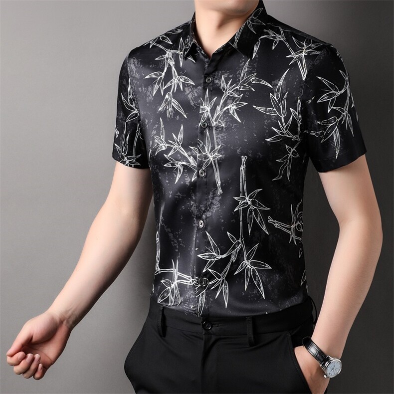 夏季中年男翻领男衬衫商务休闲男士短袖上衣ZL81162-P85,男装衬衫,星座1105-3