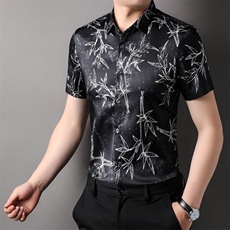 夏季中年男翻领男衬衫商务休闲男士短袖上衣ZL81162-P85，男装衬衫，星座1105-3