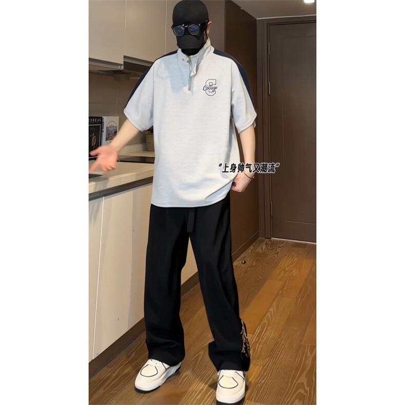 xp2413特P35控78抖音品质夏季美式冰感拉链POLO衫男潮流宽松短袖,男装Polo衫,电商B370