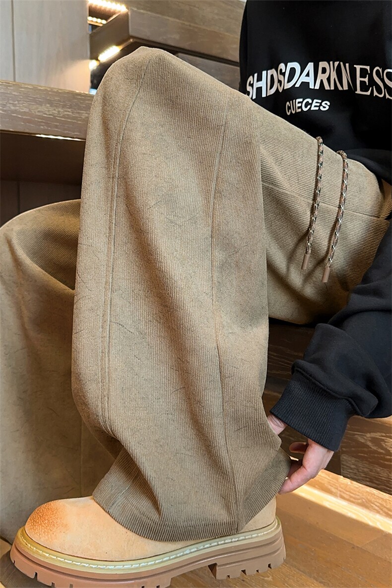 冬季加绒加厚休闲裤扎染美式直筒阔腿裤子男5D2119-TP3268,男装卫衣,电商A102