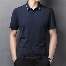 夏季新款2022中年男士短袖衬衫休闲免烫爸爸装衬衣上衣,男装衬衫,电商B212（原钱塘6029）
