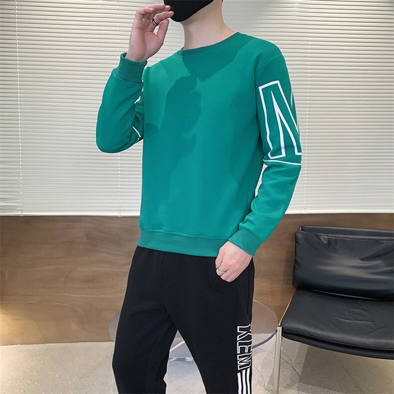 秋冬新款时尚套装运动圆领潮牌弹力卫衣卫裤大码宽松套装外套外贸,男装休闲套装,星座301D-5(原星座1415）