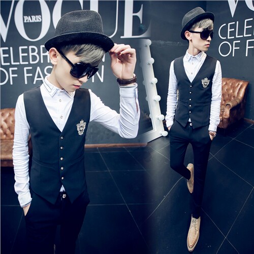 2021春秋发型师美发店工作服马甲套装韩版修身潮男装A450-M22,男装背心/马甲,星座1904A