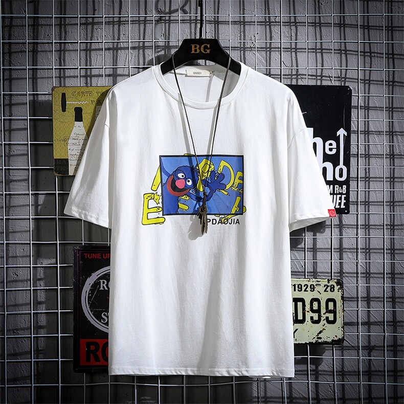 2021夏季新网格风日系大码男已注册卡通印花短袖T恤T1050-P25,男装T恤,电商A001