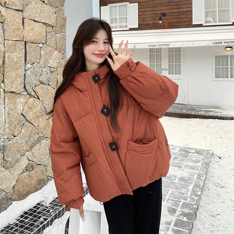 主推短款连帽格子保暖加厚羽绒棉服2C037503P175K258,女装棉衣/棉服,2C037