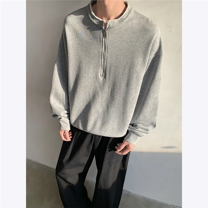 图400克美式复古水洗宽松短款套头半拉链卫衣男外套潮P68,女装短外套,电商C306-1
