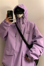 港风连帽防水大口袋保暖男女同款滑雪服加棉加厚棉服外套M33-P145，男装棉衣，电商A001-1
