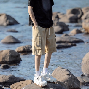 直播品质~日系工装短裤男夏季宽松直筒五分裤A404P45