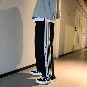 K3007/P30春装2023新款休闲裤男排扣开衩运动大码宽松阔腿裤控58图片