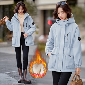 2025年冬季档口现货新款女装休闲加绒派克服外套中长款图片