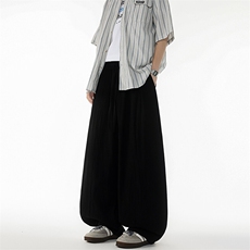8XL-M亚麻弯刀裤直筒阔腿裤子男夏季宽松大码运动灯笼裤KZ068P60，男装休闲裤，电商B312