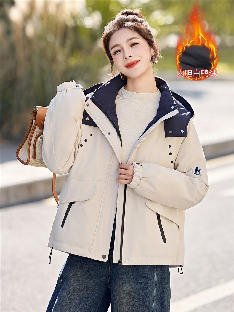 现货！现货！2025冬季新款冲锋衣羽绒服保暖加厚白鸭绒外套,女装羽绒服,以桐