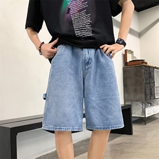 简约~男生夏季牛仔短裤时尚高级宽松五分中裤子，男装牛仔裤，星座1013