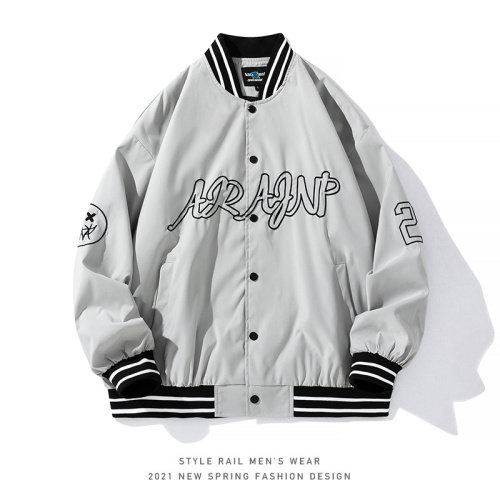秋季新款白底平铺夹克男外套潮牌棒球服(现货DS-A160-1-JK202-P85,男装夹克,电商C323-1
