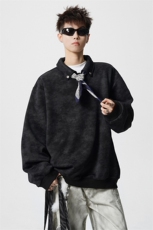 现货WY10170-特P48加绒P58设计感可拆卸丝巾百搭大码卫衣小众，男装卫衣，电商A059