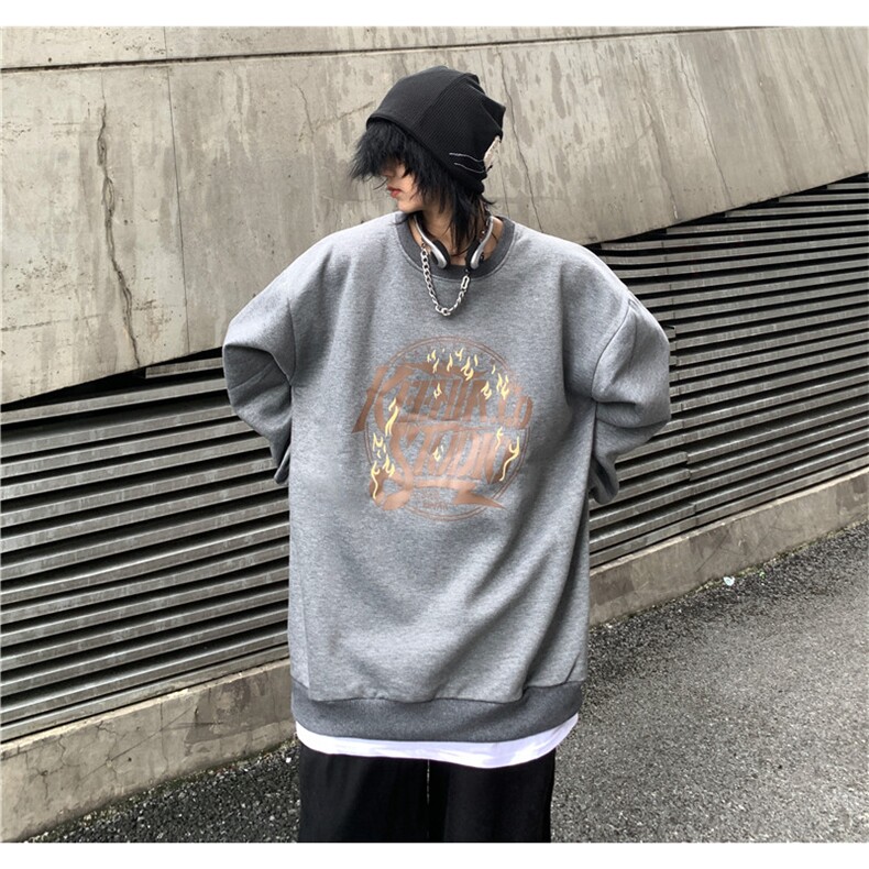 INS美式街头复古美式设计感字母印花宽松百搭圆领卫衣E711-P55,男装卫衣,星座911-2(原星座613-2）