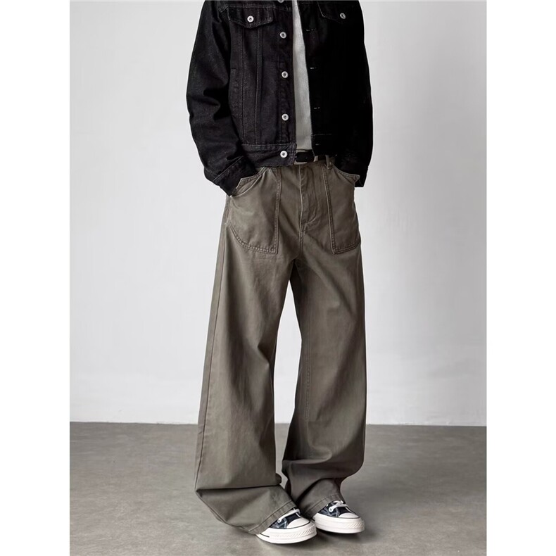新款美式复古直筒牛仔裤男vintege宽松阔腿拖地长裤NA258，男装牛仔裤，星座516A