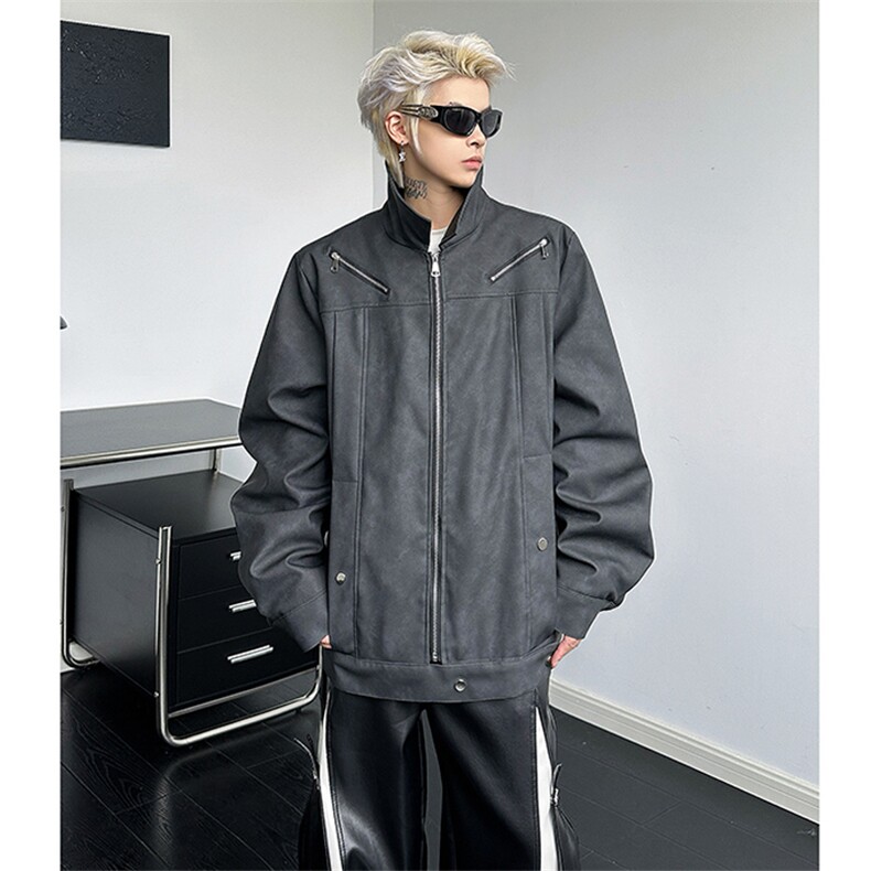 加棉加厚双拉链皮衣高品质2024新款外套机车P128加棉P148，男装皮衣，电商B319