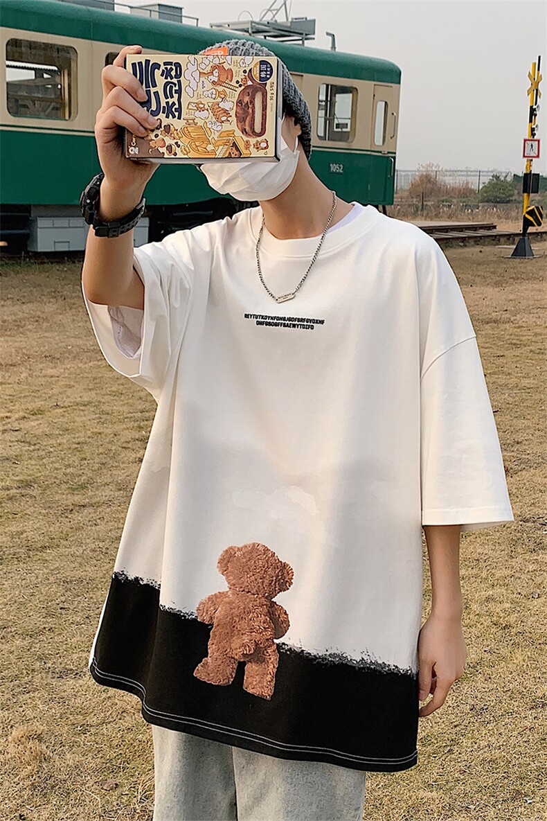 DX107P35港风纯短袖青少年学生百搭高街潮流宽松T恤纯上衣,男装T恤,星座1204-3