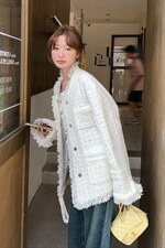 【已出货】休闲时髦宽松小香风外套2C372-9052-P165控228，女装短外套，2C372