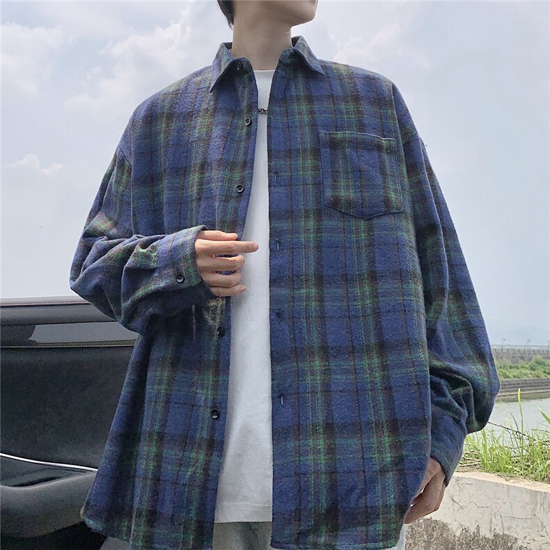 现货~磨毛加厚格子大码长袖衬衫C5898/特P25车景6,男装衬衫,电商A094