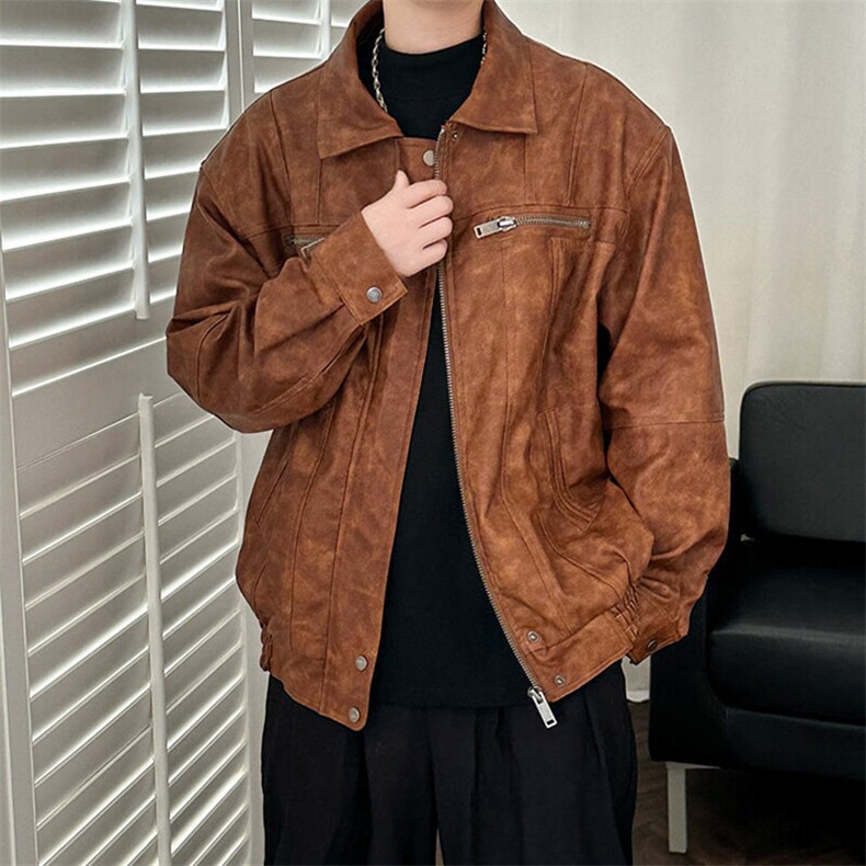 现货-春款复古皮衣男pu机车服皮外套潮牌痞帅夹克-AP23106-P115,男装夹克,电商A351