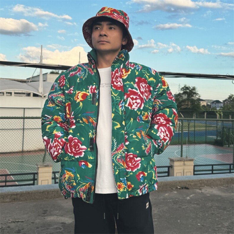 MY203男女休闲加厚保暖防寒棉衣外套棉服棉袄东北大花绿色团队潮,男装棉衣,星座115A(原星座507）