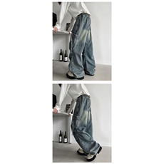WE1762-P45扎染休闲裤男夏季宽松垂感阔腿裤直筒长裤子，男装休闲裤，电商B323A