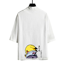 HF59036-P40风汉服男开衫外套七分袖道袍网格挂拍，男装民族服装，电商A040A