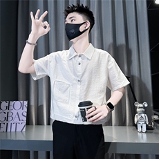设计感小众衬衫男短袖宽松版潮流百搭社会小伙301C-CS14-P58控78，男装T恤，星座301C（原B323）