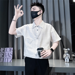 设计感小众衬衫男短袖宽松版潮流百搭社会小伙301C-CS14-P58控78图片