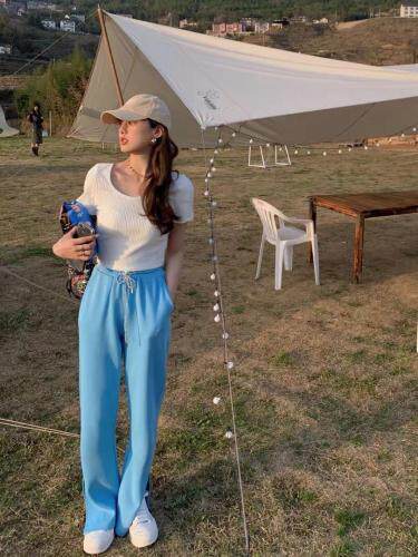 【现货】夏季新品后背露洞针织短袖，女装，F/TU