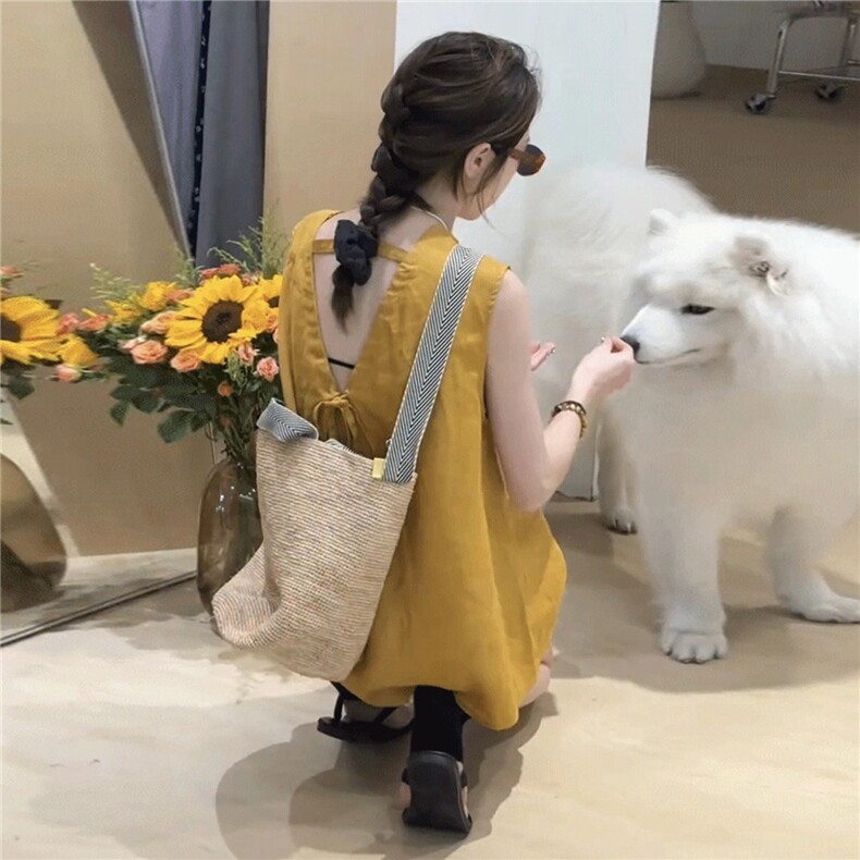 高级感时尚潮流套装女夏新款宽松纯色圆领无袖上衣阔腿短裤两件套,女装套装/套裙,江南