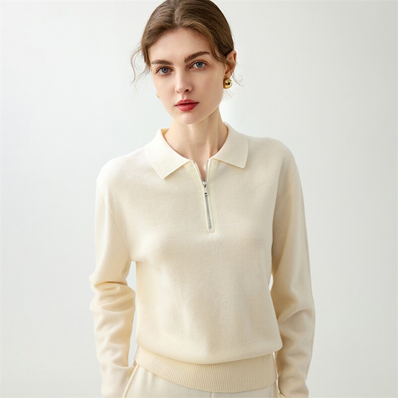 2025年秋季时尚百搭通勤简约休闲加厚半开拉链，女装羊毛衫，清联羊绒