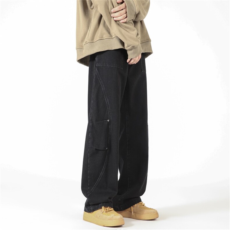 直筒牛仔裤男美式高街痞帅潮牌休闲长裤子A080-9002-P55控78,男装牛仔裤,电商A080