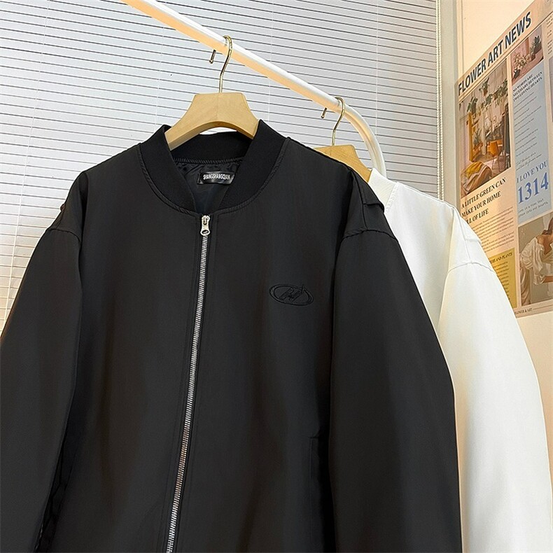 W10687-P63自家图现货白色棒球服外套美式复古cleanfit宽松夹克,男装夹克,星座1608