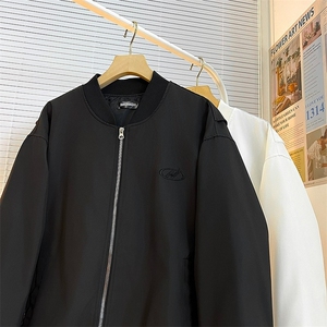 W10687-P63 自家图现货 白色棒球服外套美式复古cleanfit宽松夹克图片