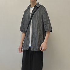 现货条纹五分袖衬衫男KD584-P45，男装T恤，电商D312-1